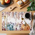 thumbnail image 2 of Orange Blue Pumpkin Fall Placemats Set of 6, Thanksgiving Maple Leaf Washable Wipeable Table Mats for Dining Tables, Indoor Outdoor Kitchen Place Mats for Holiday Party Table Decor, 2 of 9