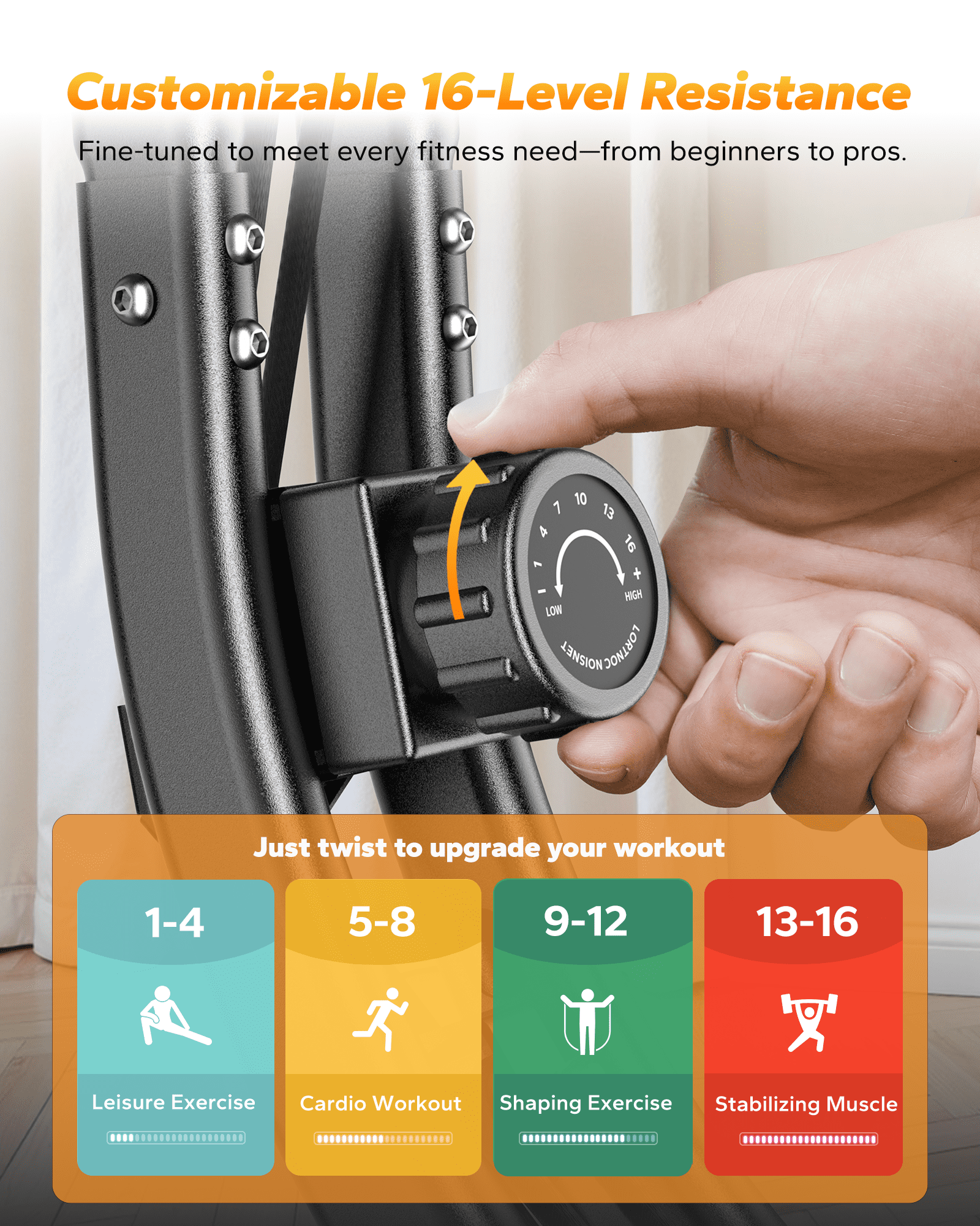 MERACH 4-in-1 Exercise Bike Quiet Folding Magnetic Upright Bikes with Arm Resistance Bands Home Workout Use,16 Levels of Resistance