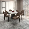 thumbnail image 4 of LeisureMod Amalfi Upholstered Fabric Dining Chair – Modern Side Chair with Iron Legs, Mid-Century Accent Chair for Dining Room or Kitchen, 4 of 12
