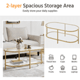 thumbnail image 6 of Alden Design Two-layer Modern Oval Glass Coffee Table for Living Room, Gold, 6 of 11