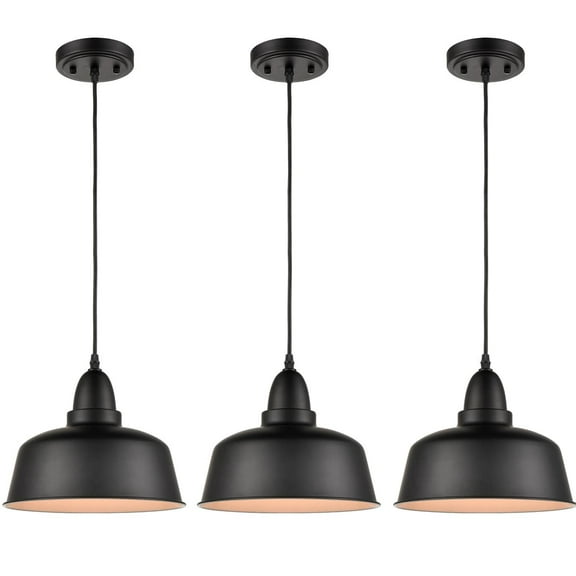 Matte Black Pendant Light 3 Pack Industrial Pendant