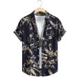 thumbnail image 2 of Camisas De Para Hombre Camisa de manga corta de verano casual de primavera con botones impresos para hombre y blusa de hombre abstracta (Black, S), 2 of 5