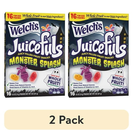 (2 pack) Welch's Juicefuls Monster Splash Soft Fruit Snacks, .5 oz, 16 Count