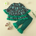 thumbnail image 6 of Yidarton Girls skirt pants set 0-2 years old infant clover long-sleeved top striped flared pants two-piece set, 6 of 7