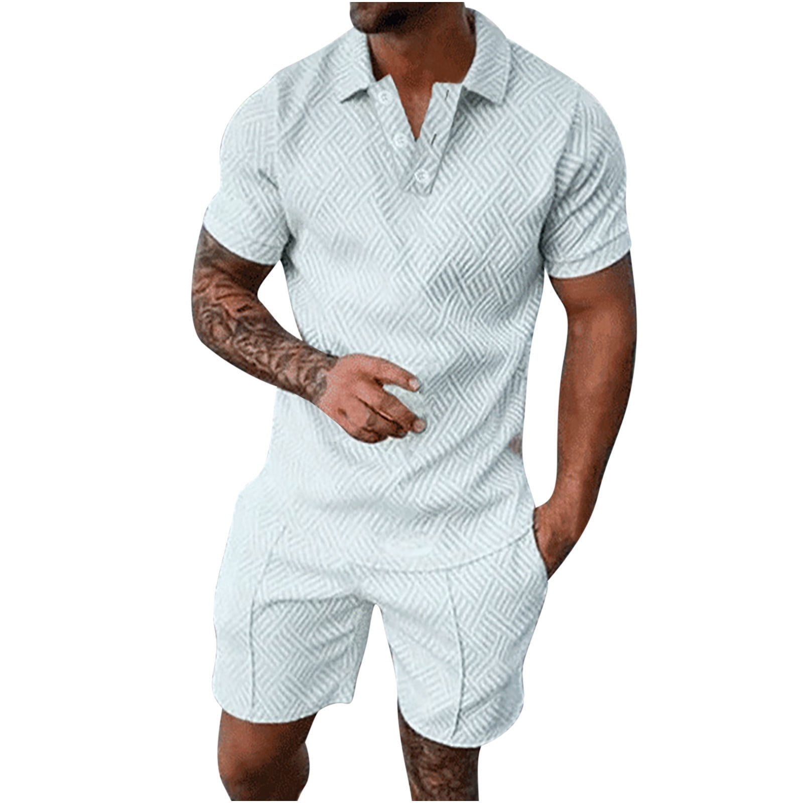 Ensemble Short Tee Shirt Homme Grande Taille Haut Sport Manches
