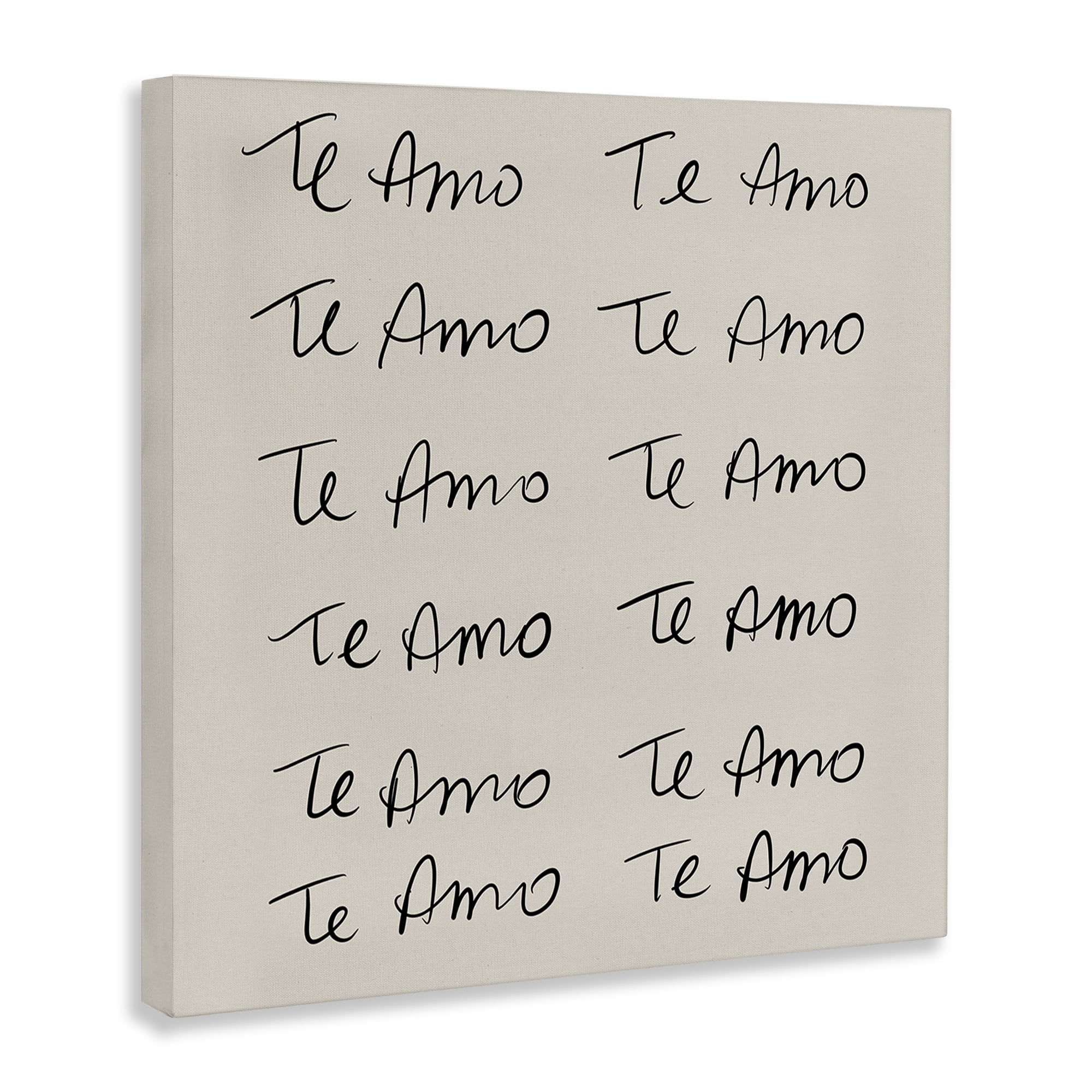 Stupell Industries Te Amo Repetitivo Inspirational Quotes & Sayings Drawing Wrapped Canvas Art Print Wall Art, 30 x 30