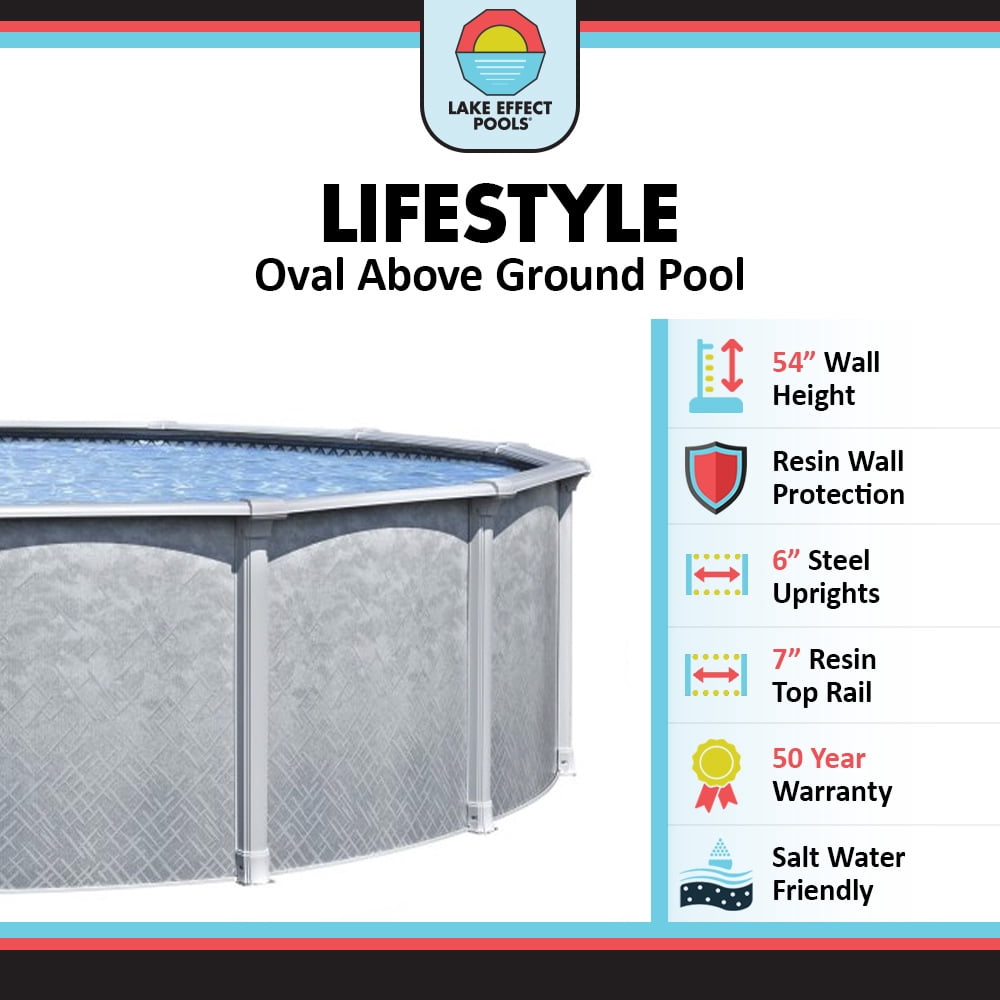 Lake Effect Pools Lifestyle 18' x 33' Oval x 54" Resin Protected Steel Above Ground Swimming Pool