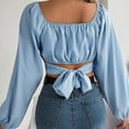 thumbnail image 7 of Valcatch Womens Elegant Off The Shoulder Puff Sleeve Blouse Summer Chiffon Slim Fit Party Crop Top, 7 of 7