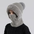 thumbnail image 2 of 3 in 1 Beanie Hat for Women, Lined Knit Balaclava Scarf Set, Warm Winter Pom Hat for Cold Weather, 2 of 5