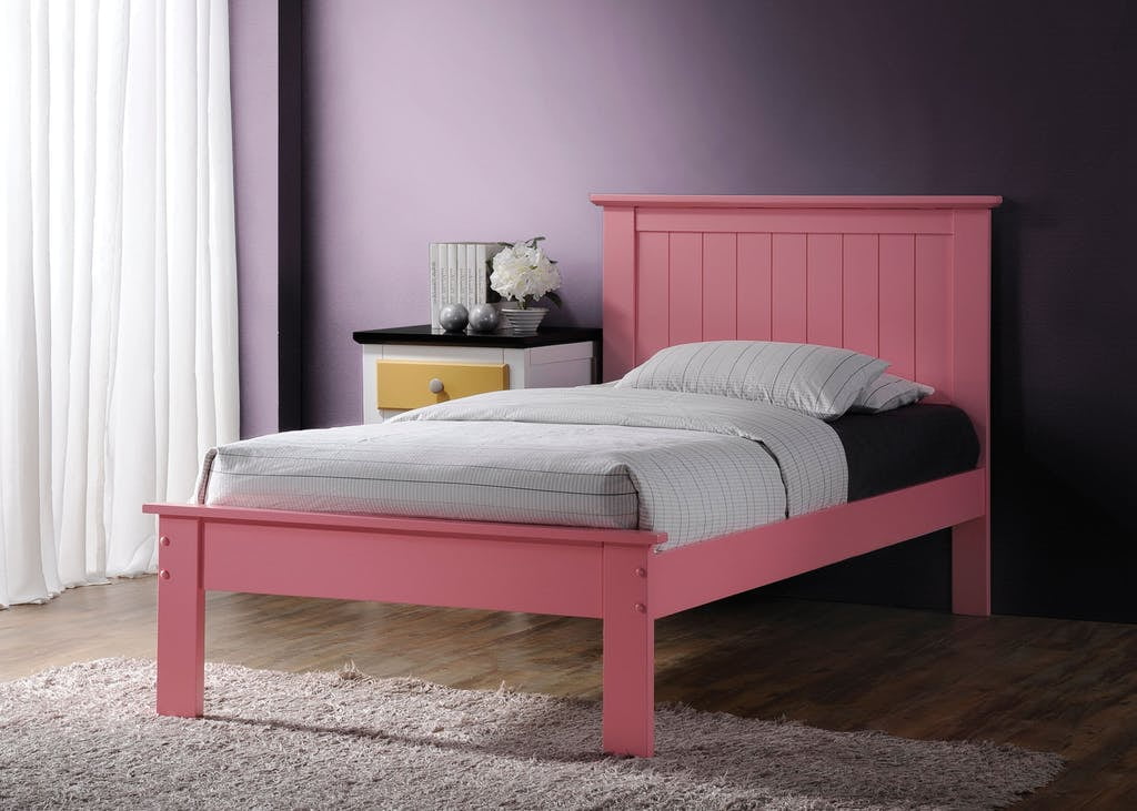 ACME Prentiss Queen Bed with Slat System in Pink Poplar Wood, Multiple