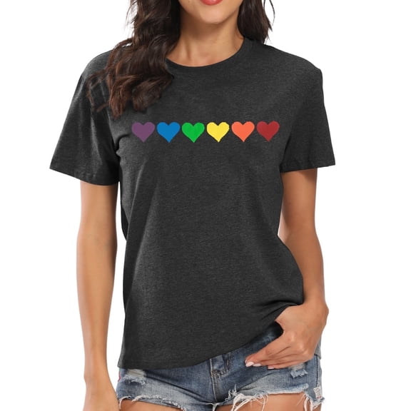 MOUSYA Gay Pride Shirts Women Rainbow Graphic Tee Love Wins T Shirt LGBT Equality Shirts Casual Summer Short Sleeve Tops