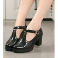 thumbnail image 5 of DADAWEN Women's Mary Jane Pumps Block Heel Platform Oxfords Leather Shoes - Comfortable Fashion T-Strap Patent Leather Black Size 7 US, 5 of 6