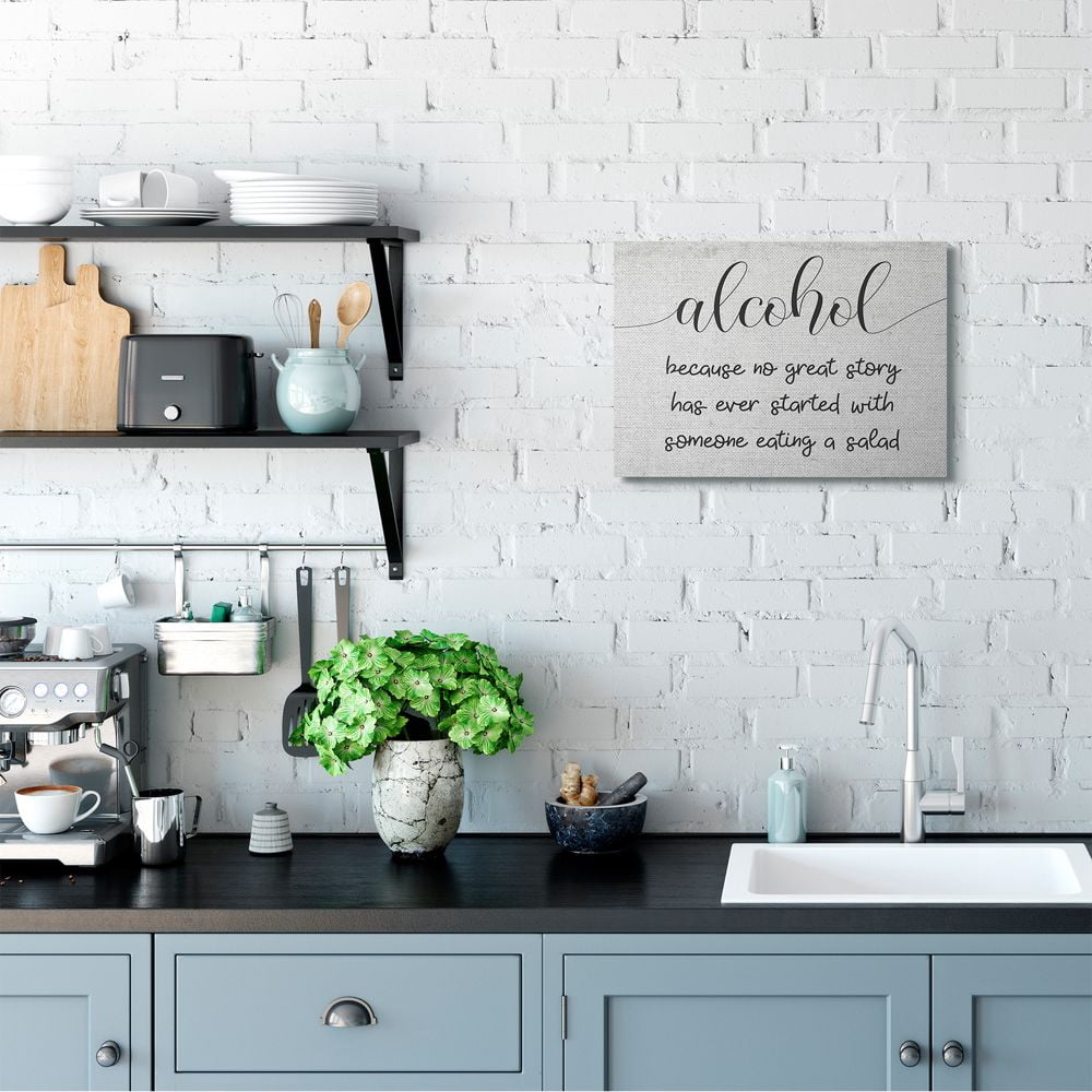 Stupell Industries Alcohol Because No Great Story Has Salad Quote Designed by Daphne Polselli