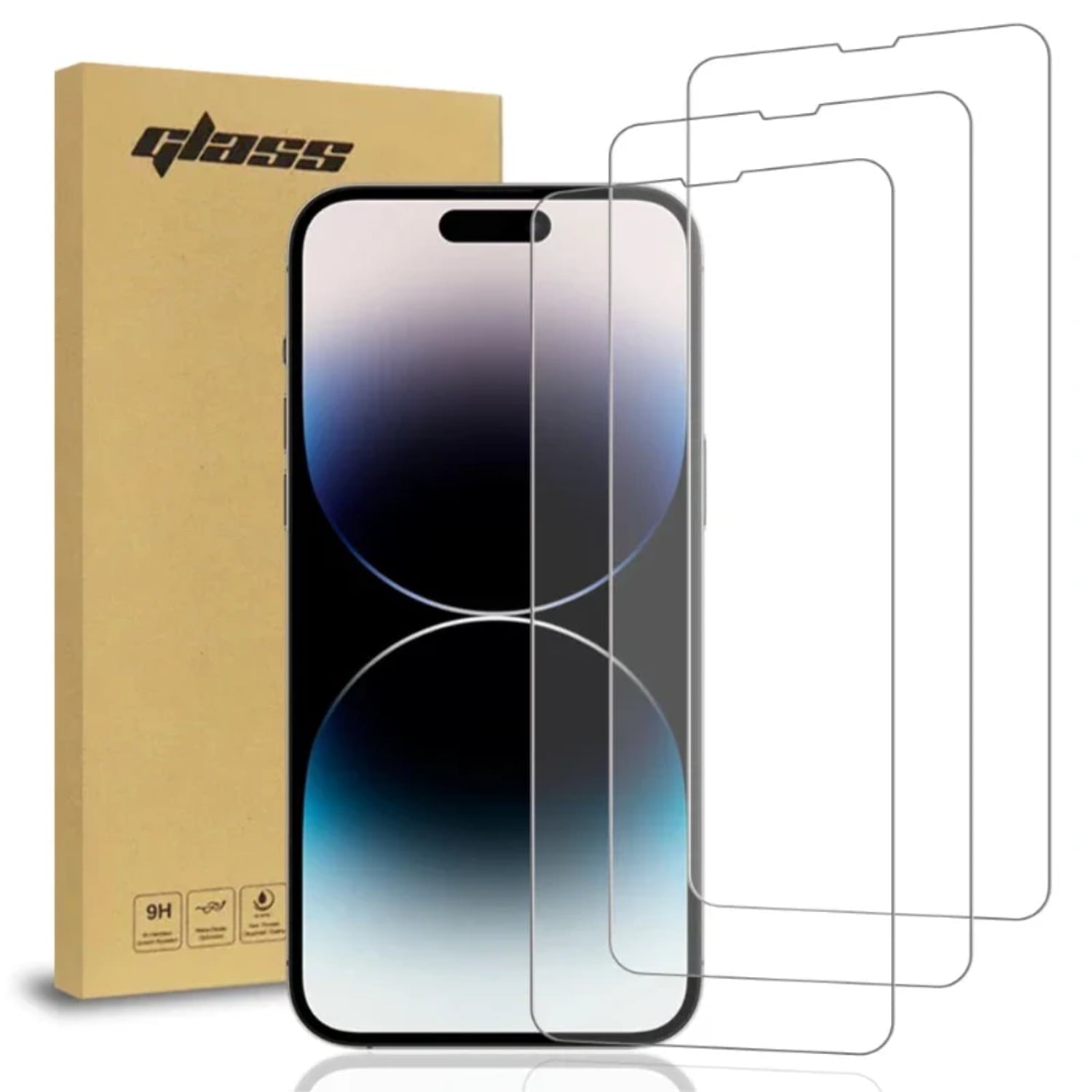 Rome Tech Tempered Glass Screen Protector for Apple iPhone 14 Pro Max (2022) - 9H Screen Saver, Case-Compatible, Clear, 3-Pack