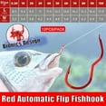 thumbnail image 5 of 12Pcs/Pack Durable Fishing Accessories Anti Slip Carp High Carbon Steel Fishing Tackle Automatic Flip Fishhook Red Fishing Hook 8, 5 of 7