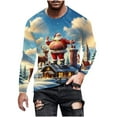 thumbnail image 2 of Donemore Men's Christmas Themed Print Round Neck Pullover T-Shirt Long Sleeve Casual Top with Soft Comfortable Fabric for Holiday Season Outfits, 2 of 5