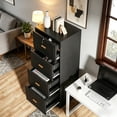 thumbnail image 5 of Fnova 4-Drawer File Cabinet, Tall Filing Cabinet with Lock and Key, Heavy Duty Wooden Vertical Office Storage Organizer for Legal Size/Letter/A4/Files, Home Office, Black, 5 of 16