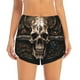 thumbnail image 2 of Balery Metal Style Horned Skull Pantalones cortos deportivos para mujer con forro y dos bolsillos, elásticos, para entrenamiento, gimnasio, yoga-Small, 2 of 7