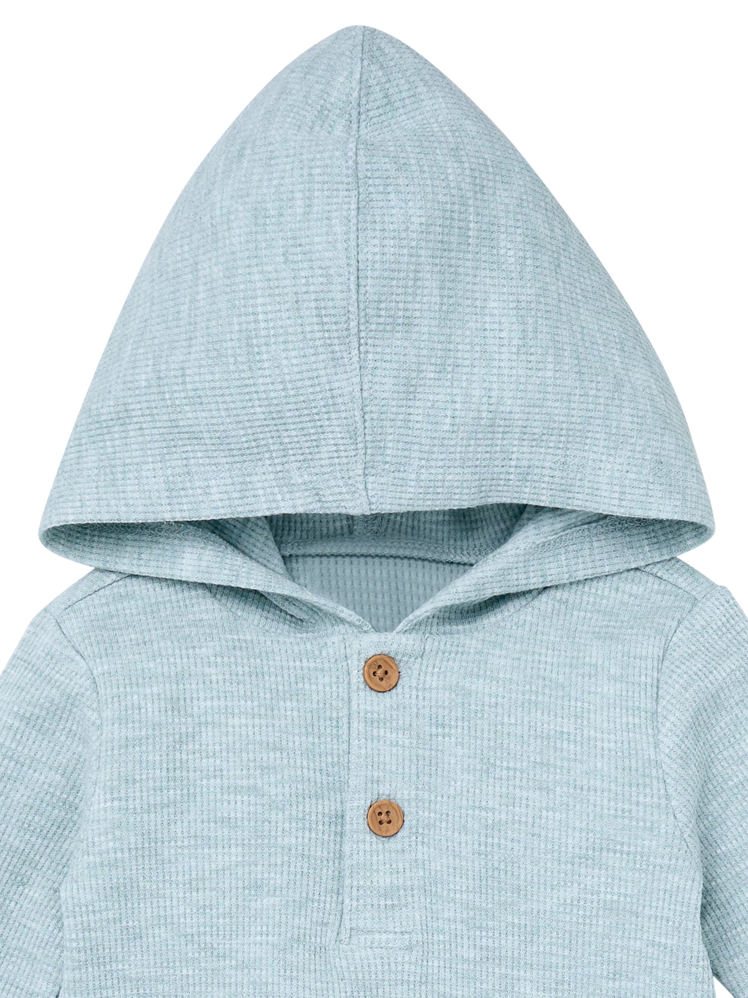 Modern Moments by Gerber Baby Boy Hacci Hooded Long Sleeve Romper, Sizes 0/3 Months - 24 Months