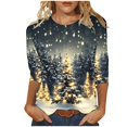thumbnail image 2 of QIPOPIQ Blouses pour Femmes Manches 3/4 Hauts Décontractés pour Femmes Manches 3/4 Chemises Col Rond Imprimé Tendance Blouses Florales Confortables Liquidation, 2 of 5