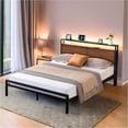 thumbnail image 1 of UTILIA Base de Cama Matrimonial con Cabecera, Luces LED, Metal Antideslizante, 2 USB y 2 Tomas de CA, 1 of 6
