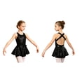 thumbnail image 2 of Aislor Girls Sequined Hip Hop Dance Dress Criss Cross Back Ballet Gymnastics One Piece Black 16, 2 of 7