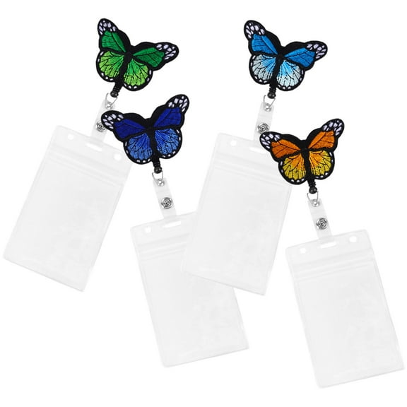 LULULION 4Pcs Retractable Badge Reel with Felt and Metal for Pharmacy Technician Gifts and Daily Use in Assorted Color