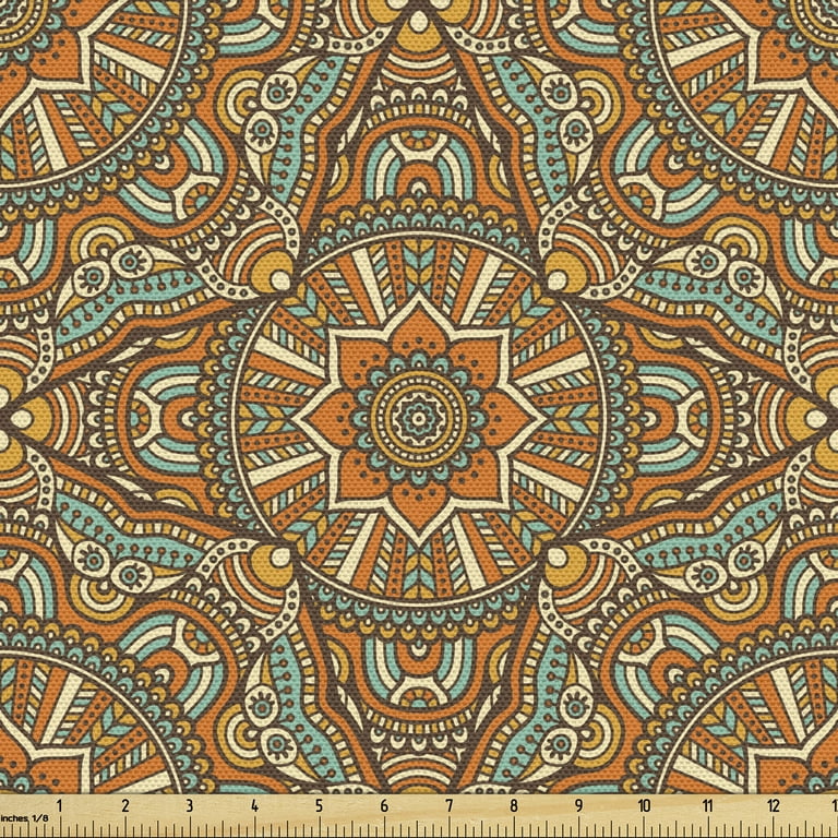 Ambesonne Vintage Fabric by The Yard, Moroccan Ceramic