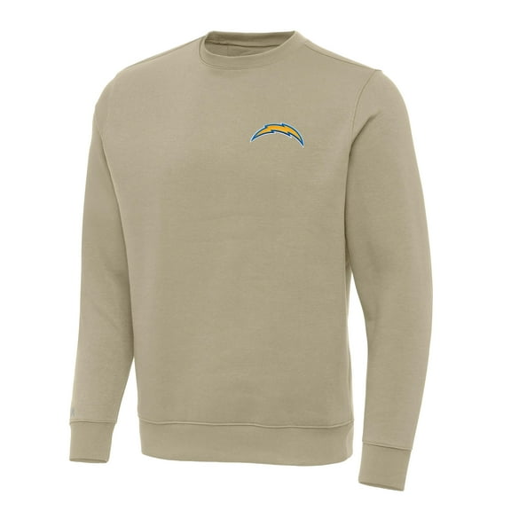 Men's Antigua Khaki Los Angeles Chargers Victory Pullover Sweatshirt
