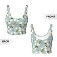 thumbnail image 5 of Fotbe Tulips Flowers Pattern Womens' Sports Bra Longline Wirefree Padded with Medium Support Sports Moisture-Wicking Workou Vest,Tank Top-, 5 of 9