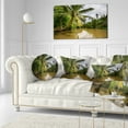 thumbnail image 3 of Designart Tropical River with Bent Coconut Palm - Landscape Printed Throw Pillow - 12x20, 3 of 5
