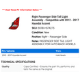 thumbnail image 2 of Right Passenger Side Tail Light Assembly - Compatible with 2012 - 2017 Hyundai Accent 2013 2014 2015 2016, 2 of 2