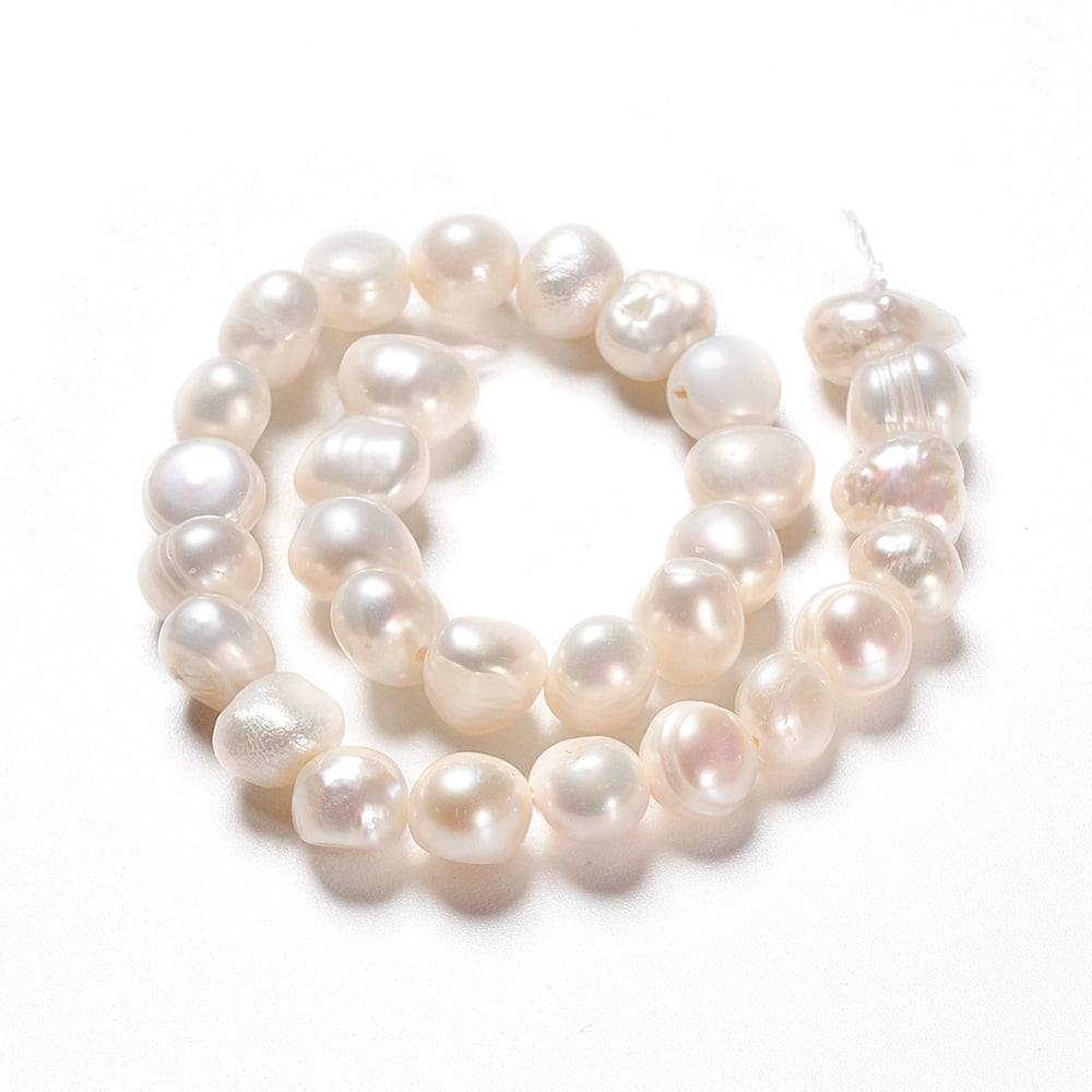 Natural Cultured Freshwater Pearl Beads Strands Two Sides Polished Nuggets Antique White 6~8x4.5~6x5~6.5mm Hole: 0.6mm about 21~22pcs/strand 6.50 inch(16.5cm)