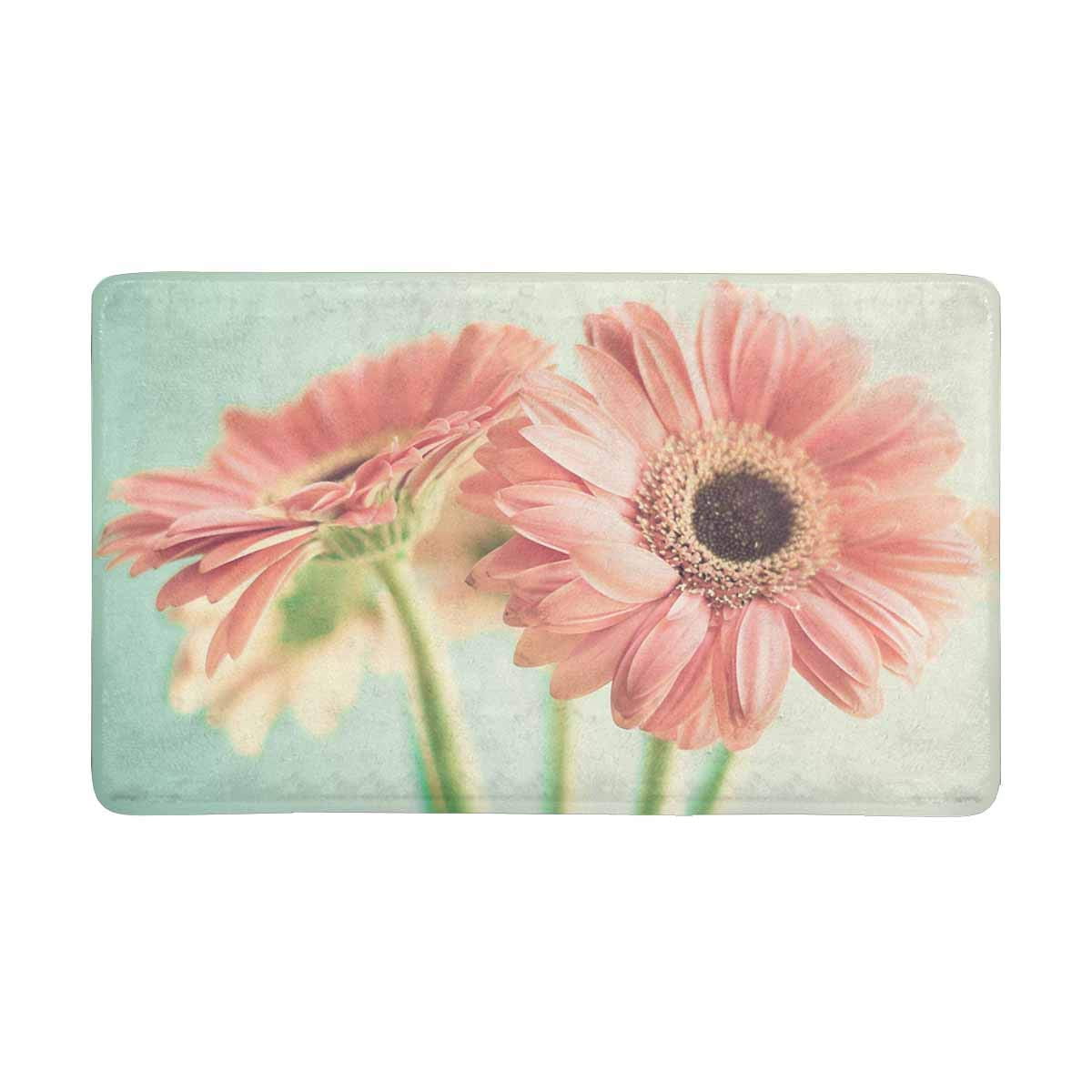 MKHERT Two Pale Pink Daisy Flowers Doormat Rug Home Decor Floor Mat