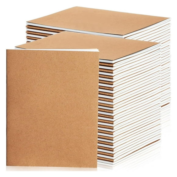 100 Carnets en Papier Kraft Pages Blanches Bloc-Notes d'Écriture Kraft Journal de Voyage Cousu, 48 Pages, 24 Feuilles, Bloc-Notes de Poche 4,25 x 5,5 Pouces