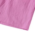 thumbnail image 4 of Women's Cotton Linen Elastic Waist Shorts with Drawstring and Side Pockets, Casual Solid Color Mid-Length Summer Shorts for Daily Wear, Lounge, and Outdoor Activities Hot Pink XXXL, 4 of 8