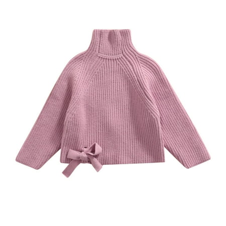 

Toddler Baby Girl Knit Sweater Kids Solid Long Sleeve High Neck Pullover Shirts Tops Fall Winter Outwear Clothes