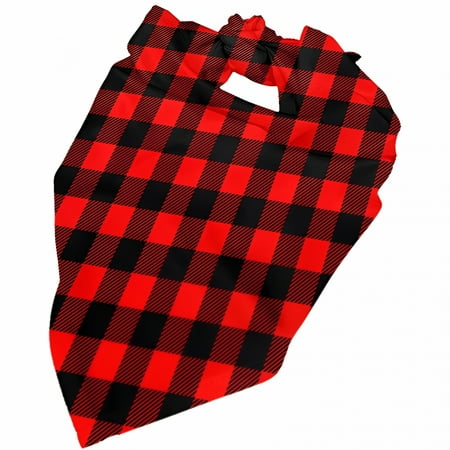 TELOLY Red Black Buffalo Checkered Plaid Dog Bandana Scarf Adjustable Bib Handkerchief Accessories for Medium Large Dogs