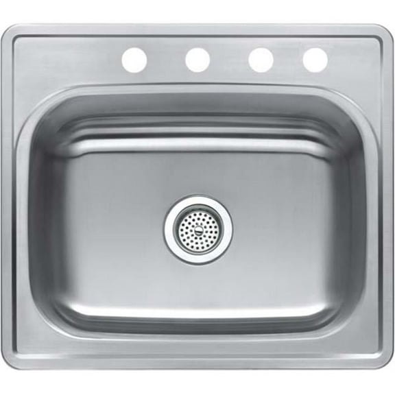 Bala Single Bowl Top Mount 4 Hole Stainless Steel - 25 x 22 in.
