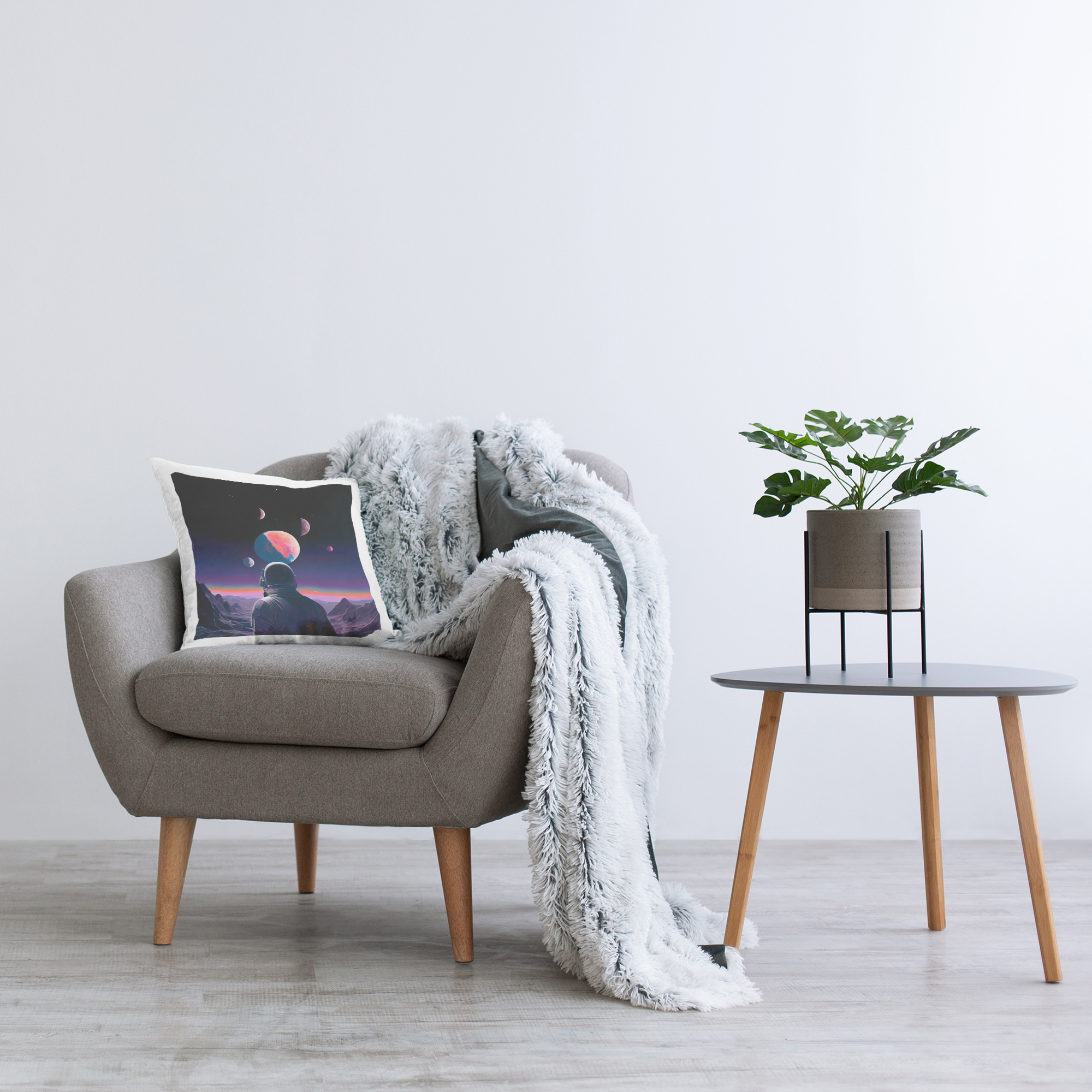 Stupell Industries Astronaut & Purple Toned Terrain Decorative Printed Throw Pillow, design by Sasha