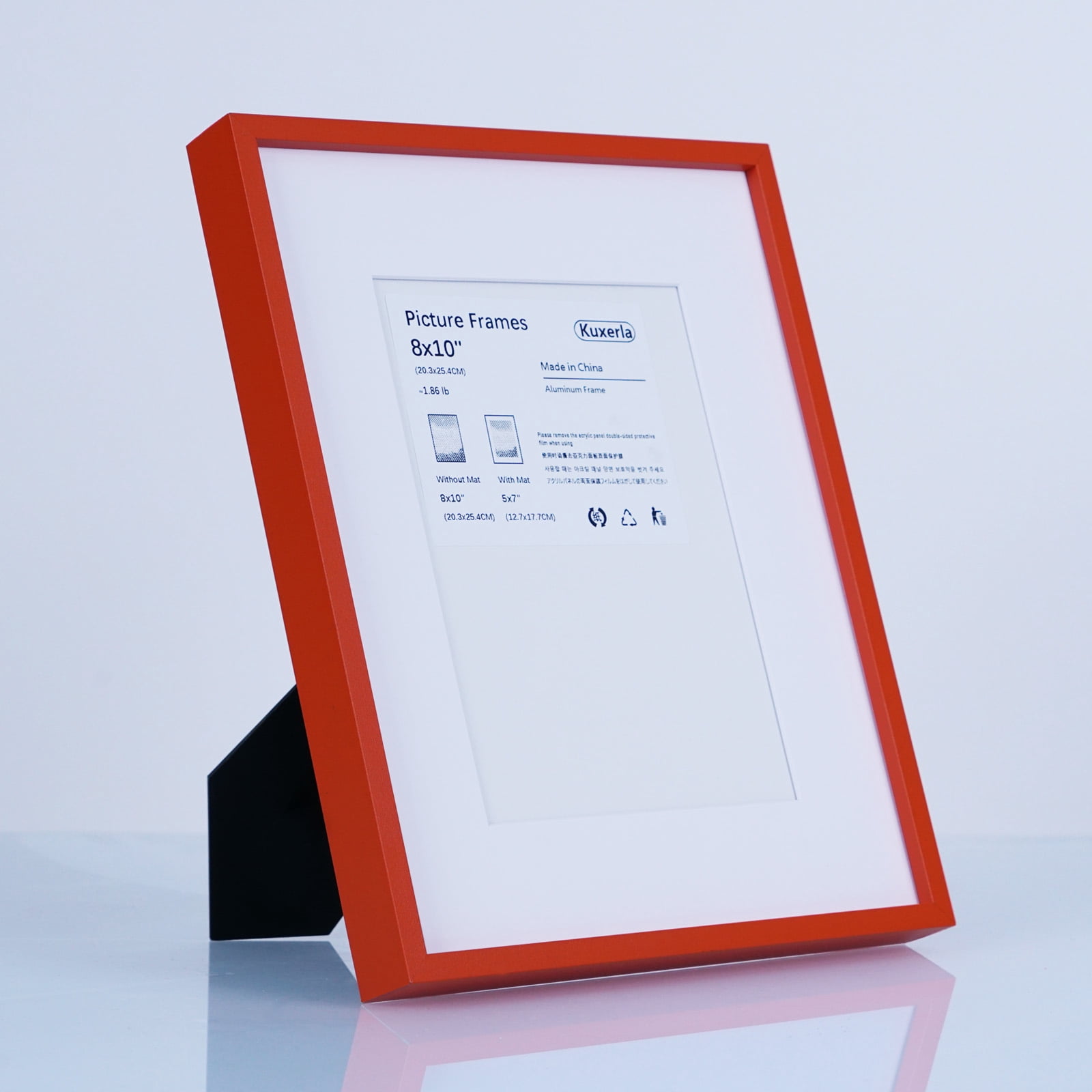 Kuxerla 2 Pack 8x10 Picture Frame Holds 5x7 Picture with Mat or 8x10 Picture without Mat,With Clear Acrylic Front and MDF Back Panel,Orange