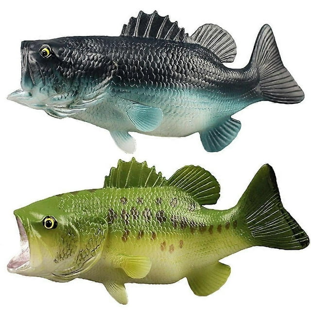2pcs Bass Fish Model Large Mouth Bass Model Fake Fish Simulated Animal Fish Model
