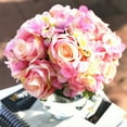 thumbnail image 3 of Enova Home Artificial Rose and Hydrangea Silk Flowers Bouquets Set of 2 (Pink), 3 of 3