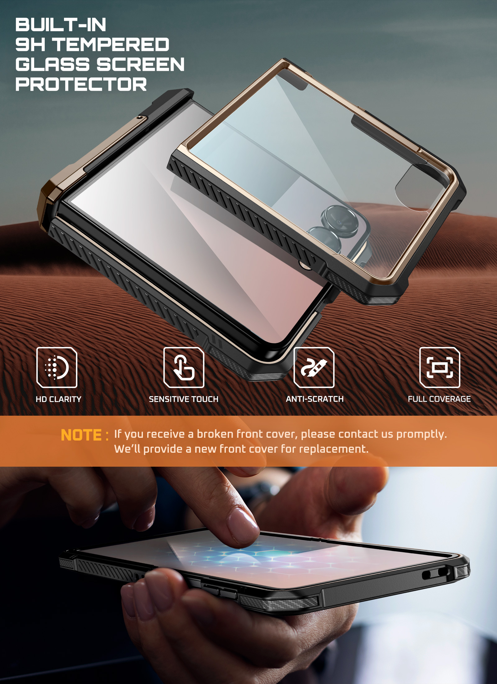 SUPCASE for Samsung Galaxy Z Flip 7 Magnetic Case with Stand & Front Screen Protector, Built-in N52 Magnets [Support MagSafe] Hinge Protection Full Body Military-Grade Rugged Back Phone Cover, Desert