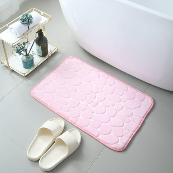 Namzi Bathroom Rug Mat, Non-Slip Plush Shaggy Bath Carpet, Machine Wash Dry, Bath Mats for Bathroom Floor, Tub and Shower, Bathroom Runner BathMatAccessories Decor, Light Pink,16*24inch