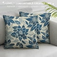 thumbnail image 3 of Creowell Navy Blue Beige Dahlia Pillow Covers Rustic Geometric Flower Outdoor Cream Decorative Throw Pillows Summer Floral Farmhouse Pillowcases  Cushion Case Decor for Home Sofa Couch Bed, 3 of 5