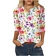 thumbnail image 2 of Fiudx Ofertas y Liquidaciones Blusa Holgada con Estampado de Pascua y Cuello En V Retro de Manga Tres Cuartos a La Moda para Mujer, 2 of 5