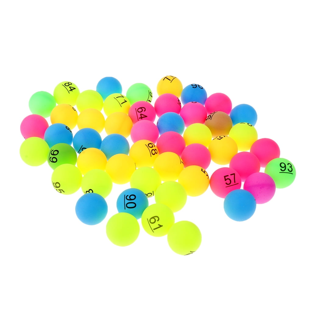 50pcs Beer Ping Pong Balls Assorted Color 40mm Printed with Number 1-50 