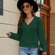 thumbnail image 1 of Jersey holgado de chenilla con diseño de cuello en V para mujer, top de punto de color sólido, otoño e invierno, 2023, 1 of 3