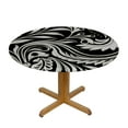 thumbnail image 3 of WYYP  Water Resistant Round Table Cover Mandala Vintage Floral Pattern Tablecloth for Outdoor Dining Party Holiday Fits Table Abstract White and Black White, 3 of 7